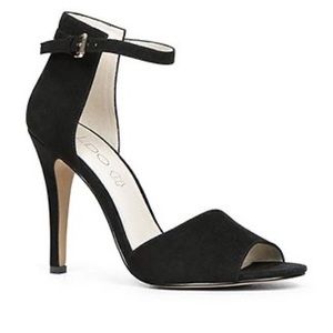 ALDO ADRALIAN BLACK SUEDE PEEPED TOE HEELS